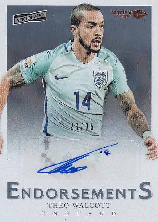 2016-17 PANINI AFICIONADO Theo Walcott autographed trading card numbered 23 out of 35