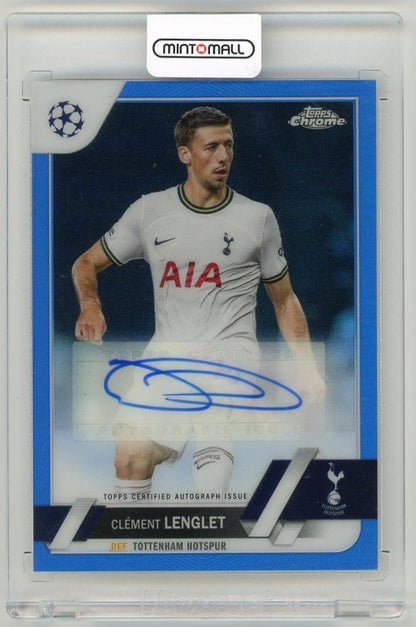 2022-23 Topps Chrome UEFA Club Competitions Clement Lenglet Autograph Blue Refractor Parallel card serial number 5/150 Tottenham Hotspur
