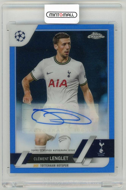 2022-23 Topps Chrome UEFA Club Competitions Clement Lenglet Autograph Blue Refractor Parallel card serial number 5/150 Tottenham Hotspur