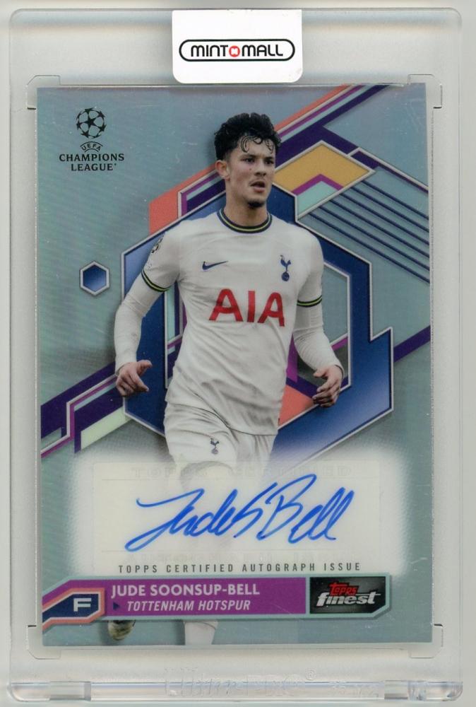2022-23 Topps Finest UEFA Club Competitions Jude Soonsup-Bell autograph card with Tottenham Hotspur branding