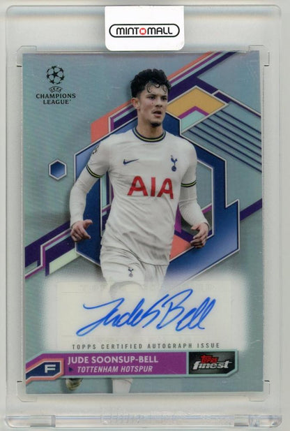 2022-23 Topps Finest UEFA Club Competitions Jude Soonsup-Bell autograph card with Tottenham Hotspur branding