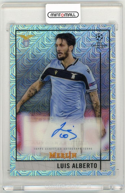 2020-21 Topps Merlin UEFA Champions League Luis Alberto Autograph Mojo Refractor Parallel 81 of 99 trading card