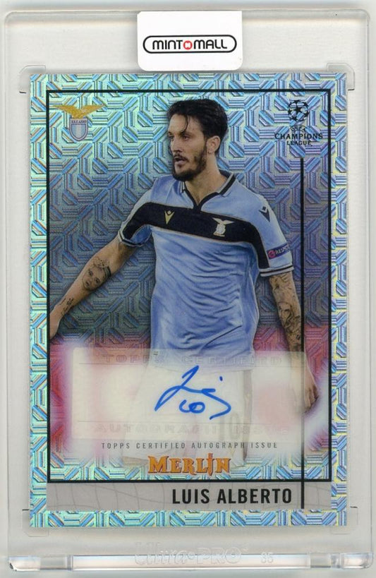 2020-21 Topps Merlin UEFA Champions League Luis Alberto Autograph Mojo Refractor Parallel 81 of 99 trading card