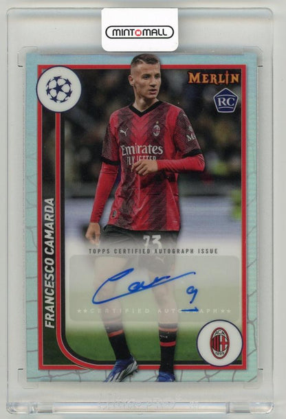 2023-24 Topps Merlin Chrome UEFA Club Competitions Francesco Camarda Autograph card AC Milan