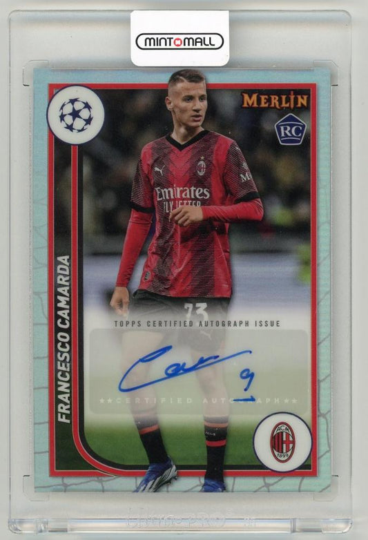 2023-24 Topps Merlin Chrome UEFA Club Competitions Francesco Camarda Autograph card AC Milan