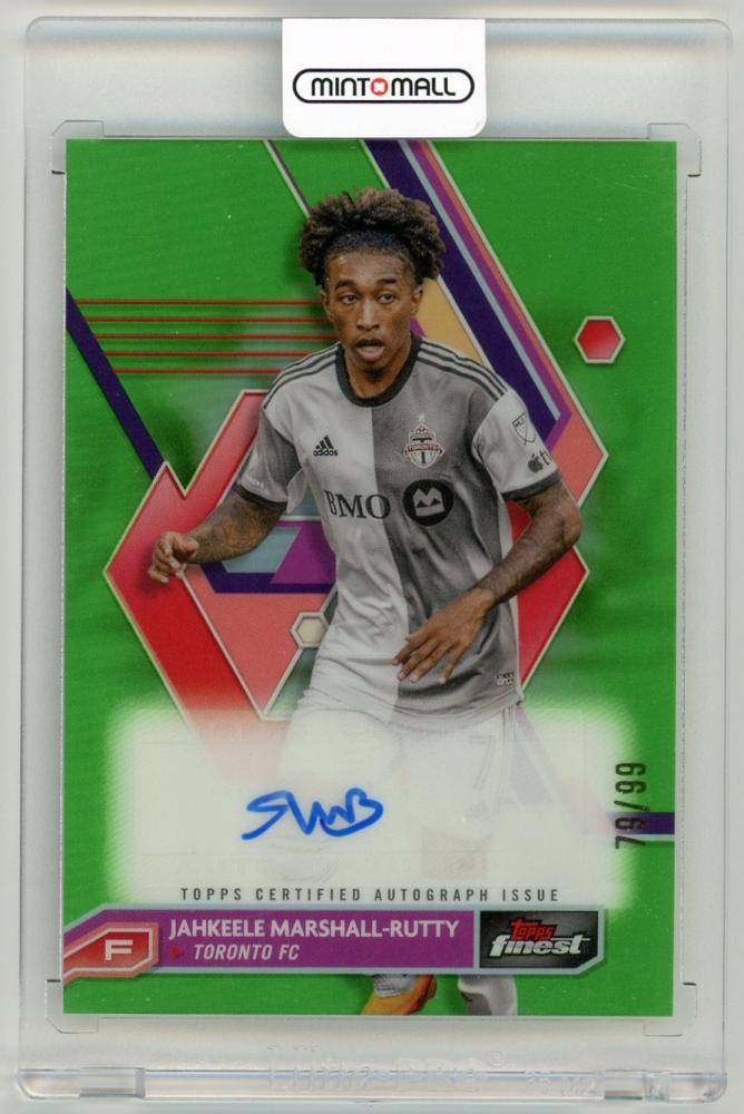 2023 Topps Finest MLS Jahkeele Marshall-Rutty Autograph Neon Green Refractor Parallel 79/99 trading card Toronto FC