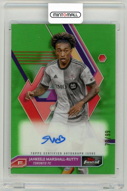 2023 Topps Finest MLS Jahkeele Marshall-Rutty Autograph Neon Green Refractor Parallel 79/99 trading card Toronto FC