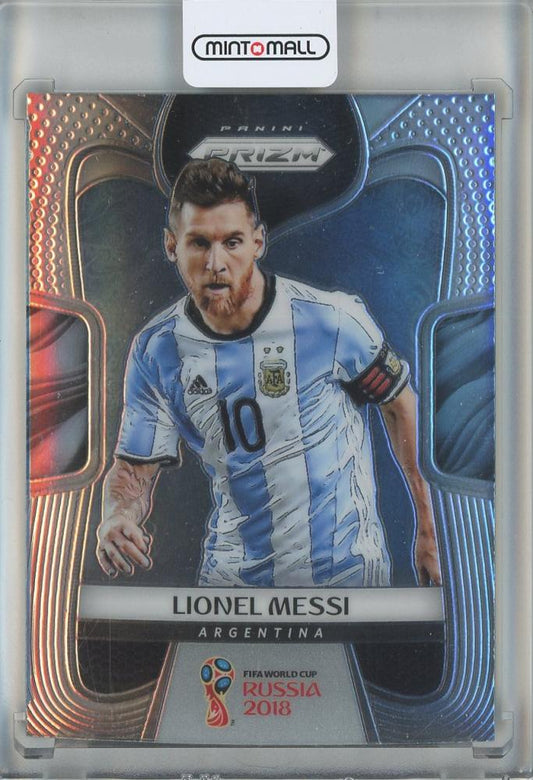 2018 Panini Prizm World Cup Lionel Messi trading card featuring Argentina with card number 1