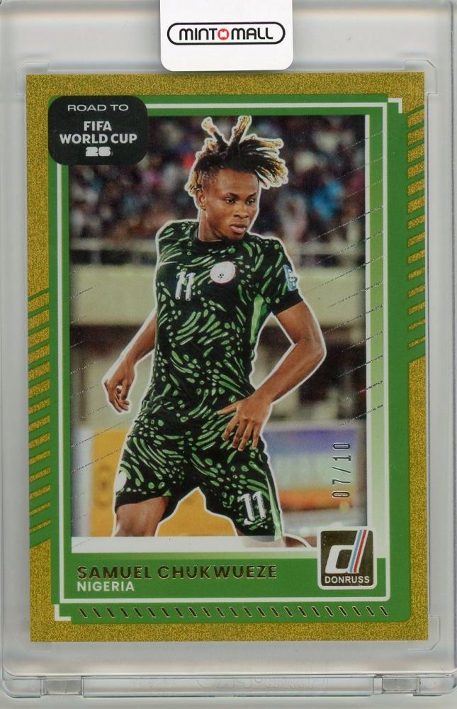 2025-26 PANINI DONRUSS ROAD TO FIFA WORLD CUP trading card featuring Samuel Chukwueze with serial #19407/10 from Nigeria