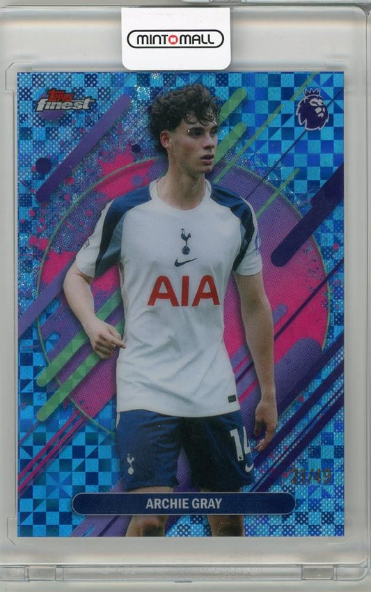 2025-26 TOPPS Premier League trading card featuring Archie Gray of Tottenham Hotspur, serial number 29121/49