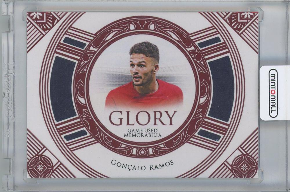 2025 FUTERA Unique World Football Edition 21 GLORY Relics Ruby trading card featuring GONCALO RAMOS Portugal serial 03/05