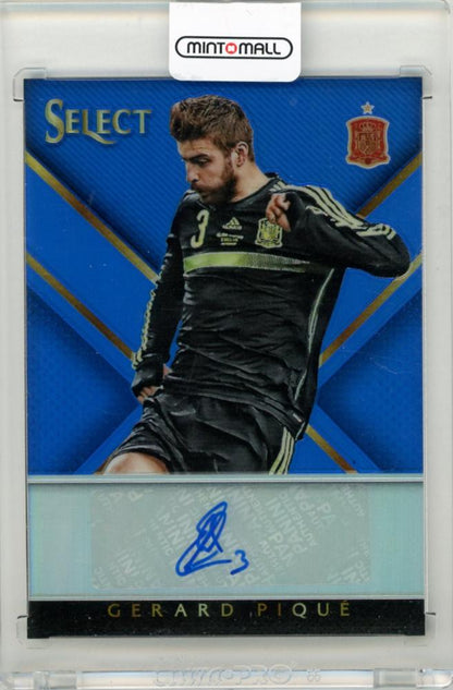 2015-16 PANINI Select Gerard Pique Signatures Blue card #SSGP14/15 from Spain with player autograph