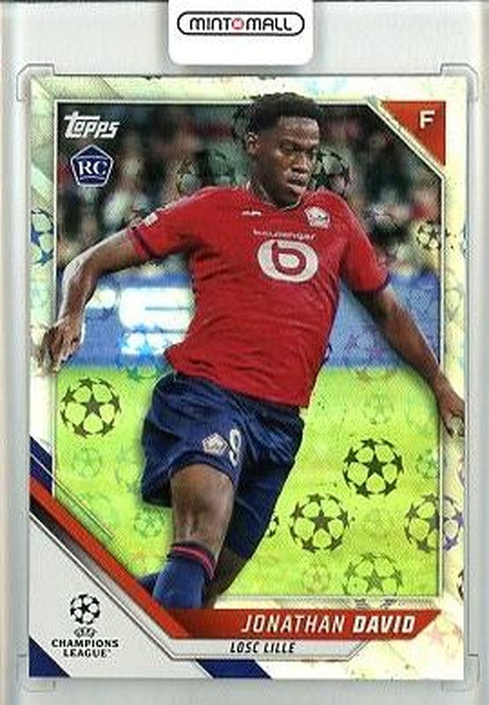 2021-22 Topps UEFA Champions League Jonathan David Base Starball trading card showing player image and design