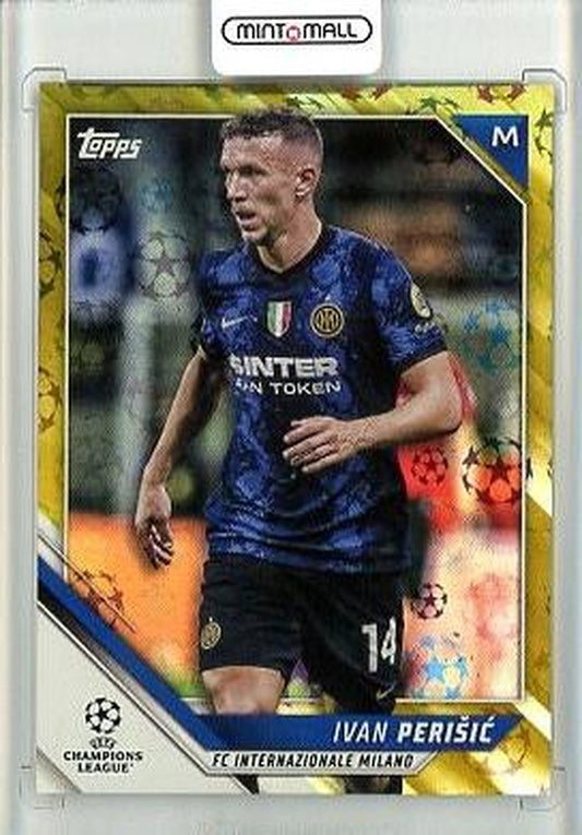 2021-22 Topps UEFA Champions League Ivan Perisic Gold Starball collectible card numbered 34 of 50 with back stain