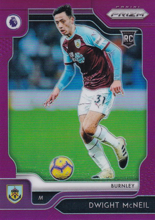 2019-20 Panini Prizm Premier League Burnley Dwight McNeil Purple Parallel card numbered 59 of 99