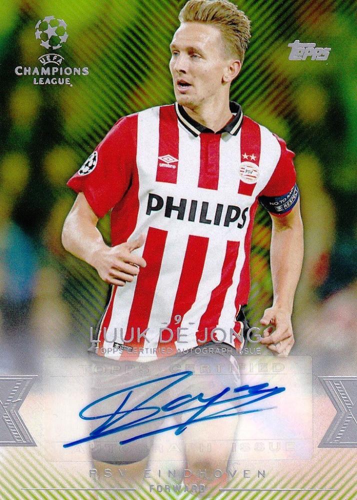 2015-16 Topps UEFA Champions League Showcase Luuk de Jong PSV Eindhoven Green Parallel autograph card 008 of 150