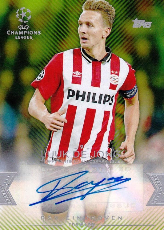2015-16 Topps UEFA Champions League Showcase Luuk de Jong PSV Eindhoven Green Parallel autograph card 008 of 150