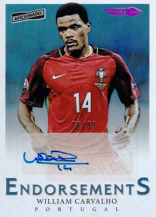 2017 Panini Aficionado Portugal parallel William Carvalho autograph card serial 76 of 99