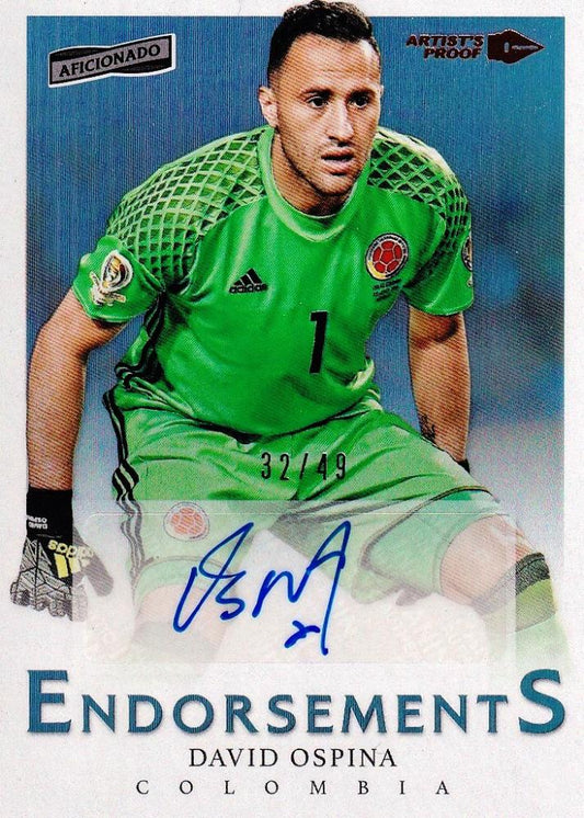 2017 Panini Aficionado Colombia parallel David Ospina autograph artist’s proof bronze card serial 32 of 49