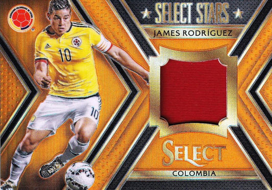 2015 Panini Select Colombia parallel James Rodriguez Select Stars Memorabilia Orange card numbered 113 out of 149