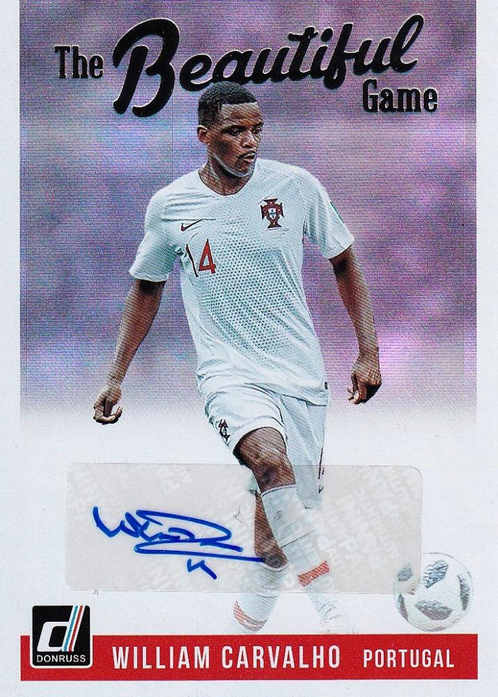 2018-19 Donruss Portugal William Carvalho The Beautiful Game autograph trading card with visible back stain