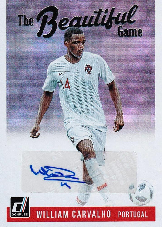 2018-19 Donruss Portugal William Carvalho The Beautiful Game autograph trading card with visible back stain