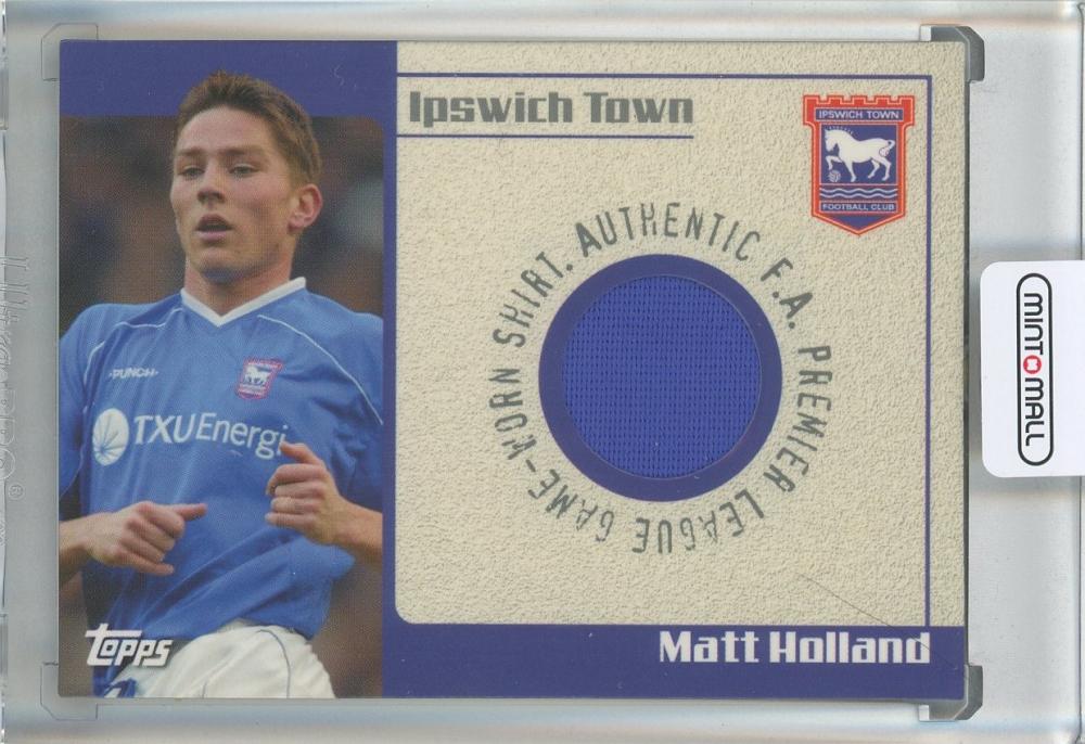 2002-03 Topps Premier Gold game-used England soccer shirt worn by Matt Holland with serial number 9
