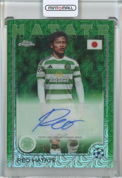 2024-25 Topps UEFA Club Competitions Japan Edition card of Reo Hatate with Green Mojo autograph #CAHT19/99 Celtic FC