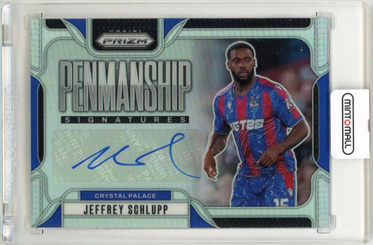 2024-25 Panini Prizm Premier League Jeffrey Schlupp Penmanship Silver Prizm Parallel 6 of 15 card from Crystal Palace