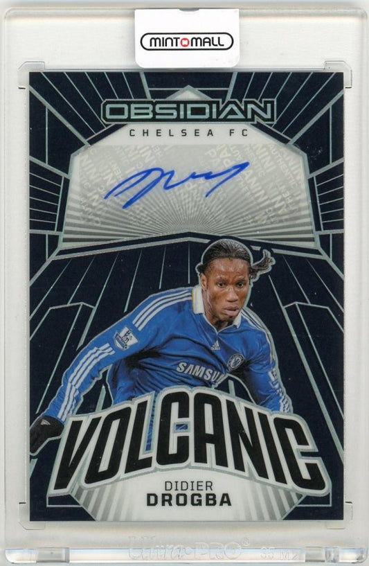 2023-24 Panini Obsidian Didier Drogba Volcanic Signature card serial number 6 of 7 from Chelsea FC