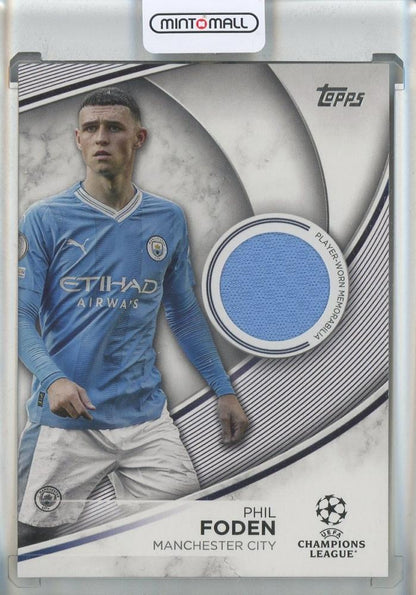 2023-24 Topps UEFA Club Competitions Phil Foden Superstar Relics trading card from Manchester City serial #TSPF