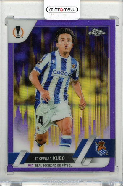 2022-23 TOPPS Chrome UEFA Takefusa Kubo Purple Gold Seismic Refractors card #112 Real Sociedad de Futbol