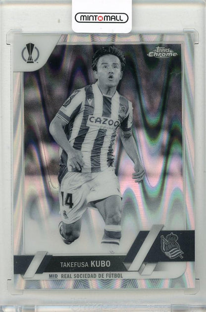 2022-23 TOPPS Chrome UEFA Club Competitions Takefusa Kubo Black and White RayWave Refractors card #112