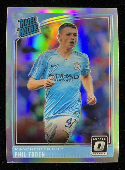 2018-19 Donruss Manchester City Phil Foden Base Optic Rated Rookie Holo Parallel card