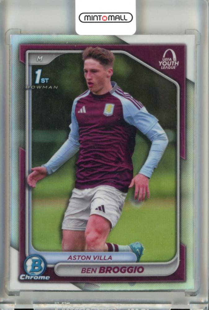 2024-25 Topps Chrome Competition Bowman Chrome Uefa Youth League Ben Broggio Base Refractor card featuring Aston Villa player
