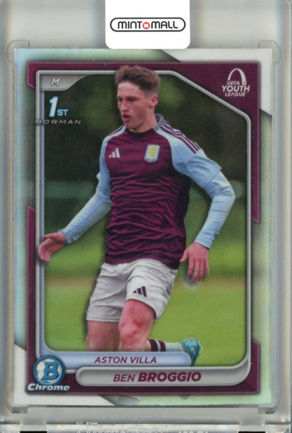 2024-25 Topps Chrome Competition Bowman Chrome Uefa Youth League Ben Broggio Base Refractor card featuring Aston Villa player