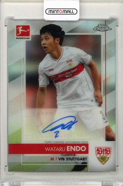 2020-21 Topps Chrome Bundesliga Wataru Endo Autograph trading card featuring VFB Stuttgart