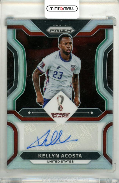 2022 Panini FIFA World Cup Qatar Kellyn Acosta Signatures Silver Prizm Parallel 64 out of 99 trading card