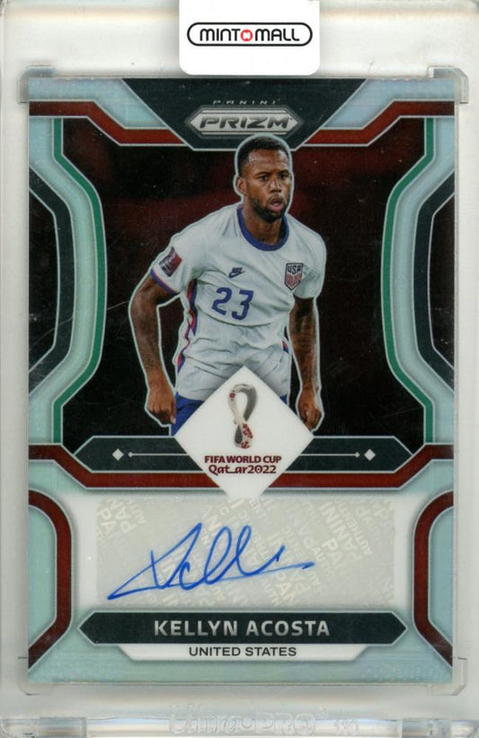 2022 Panini FIFA World Cup Qatar Kellyn Acosta Signatures Silver Prizm Parallel 64 out of 99 trading card