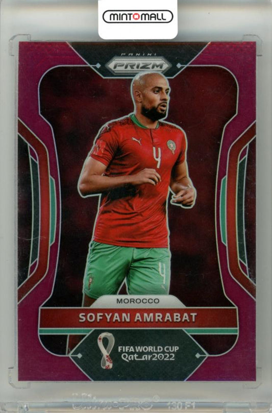 2022 Panini FIFA World Cup Qatar Sofyan Amrabat #243 Base Maroon Prizm Parallel card 02/22 Morocco