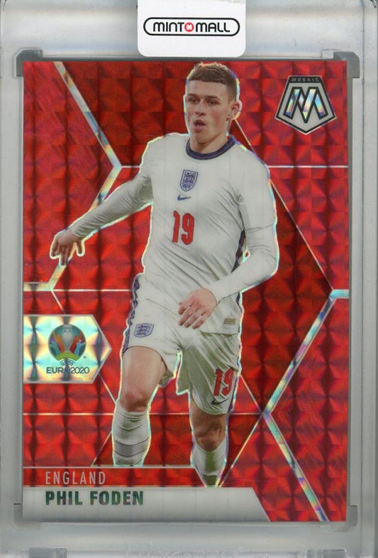 2021 Panini Mosaic UEFA Euro 2020 England Phil Foden Base Red parallel trading card