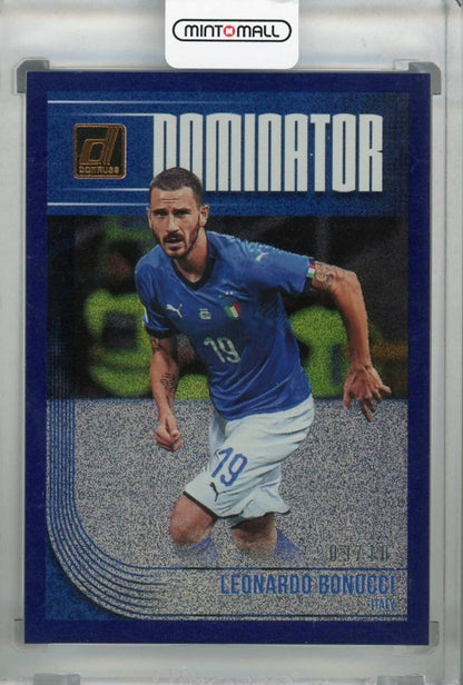 2018-19 Donruss Italy Leonardo Bonucci Dominator Blue parallel trading card numbered 09 of 10