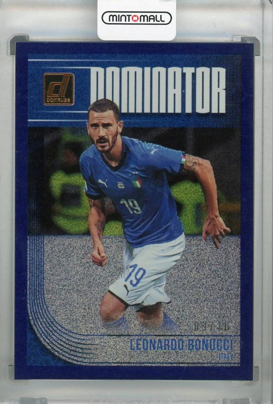2018-19 Donruss Italy Leonardo Bonucci Dominator Blue parallel trading card numbered 09 of 10