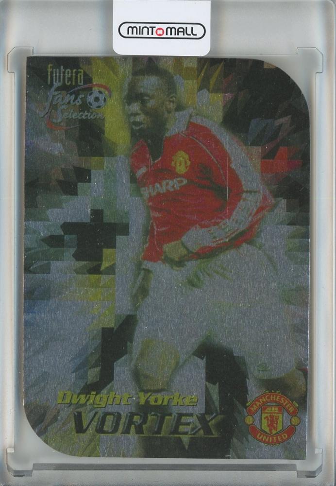1999 Futera Fans Selections trading card featuring Dwight Yorke of Manchester United Vortex #V5