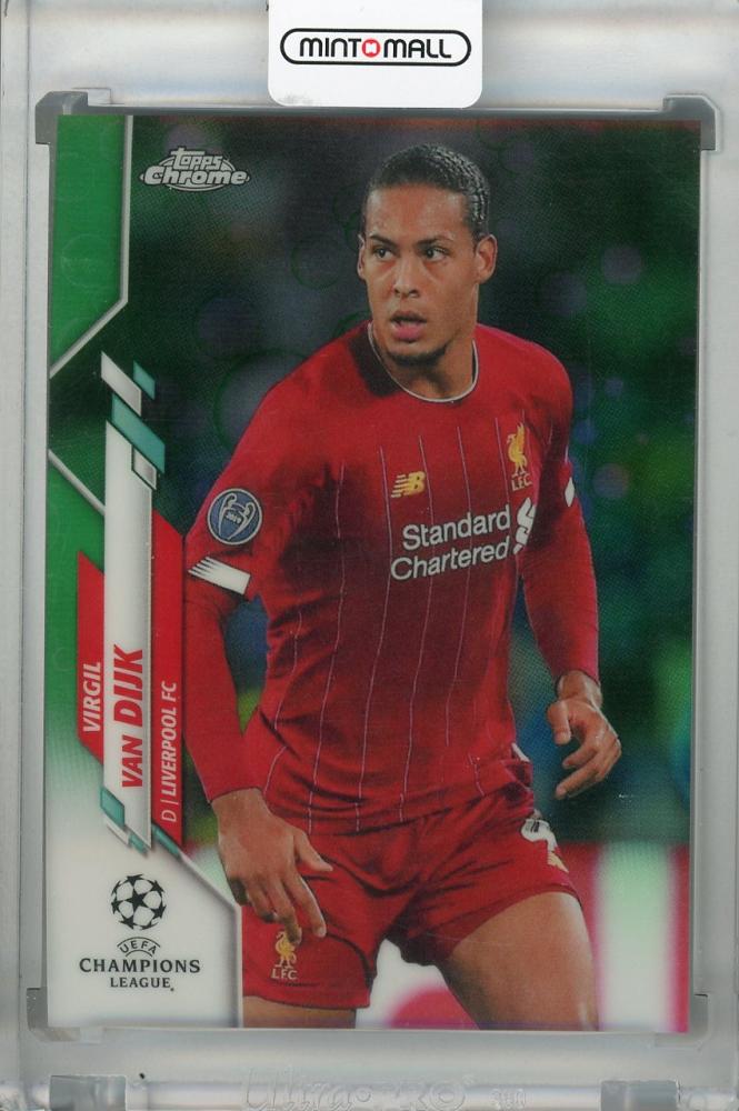2019-20 Topps Chrome UEFA Champions League Liverpool FC Virgil van Dijk Base Green Bubbles Parallel trading card