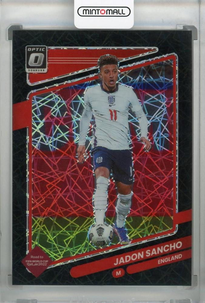 2021-22 Donruss Soccer Road to Qatar England Jadon Sancho Base Optic Black Velocity Parallel card numbered 07 of 25
