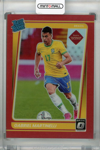 2021-22 Donruss Soccer Road to Qatar Brazil Gabriel Martinelli Base Optic Rated Rookie Red Parallel card 137 of 149