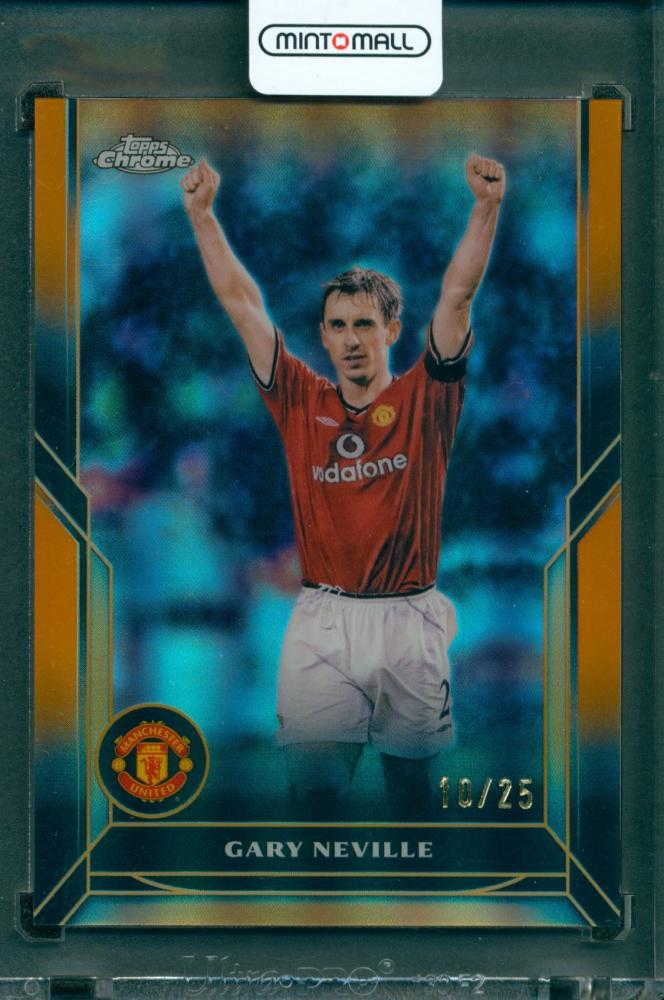 2024-25 TOPPS Chrome Manchester United Deluxe Edition Gary Neville Orange Refractor soccer card serial 10 of 25