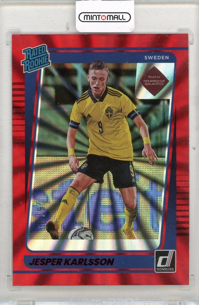 2021-22 PANINI Donruss Jesper Karlsson Red Laser Holo trading card serial RR29/99