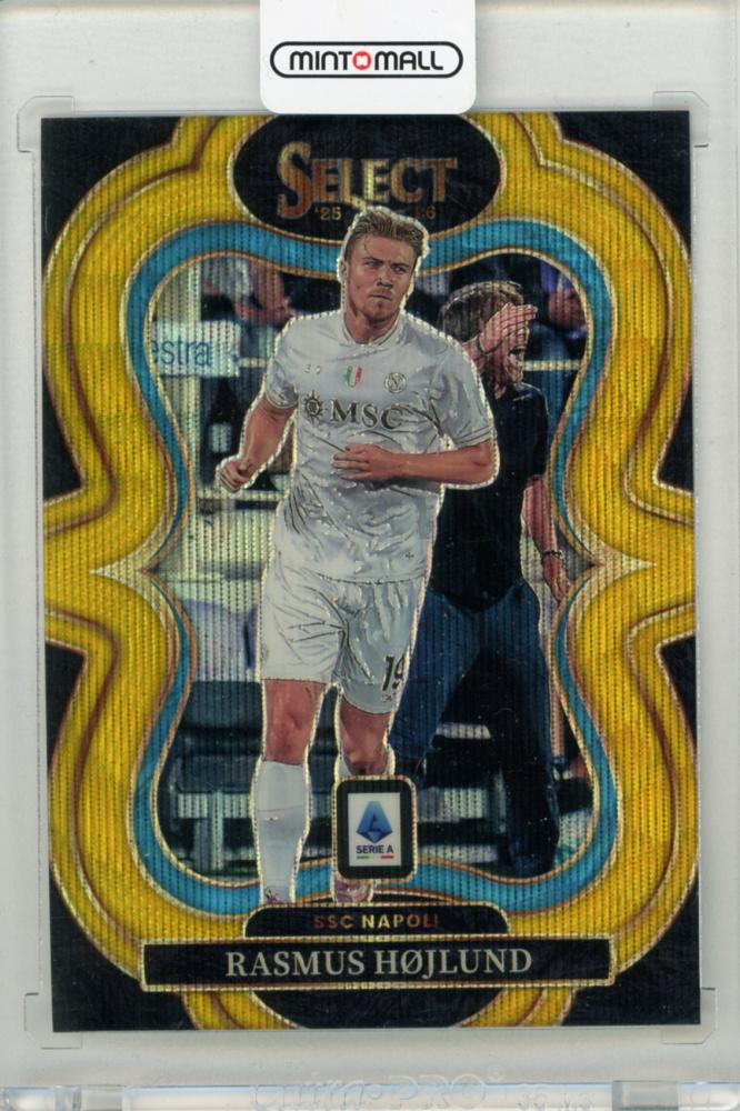2025-26 PANINI Select Serie A Rasmus Hojlund Gold Wave trading card from SSC Napoli numbered 10603 of 10